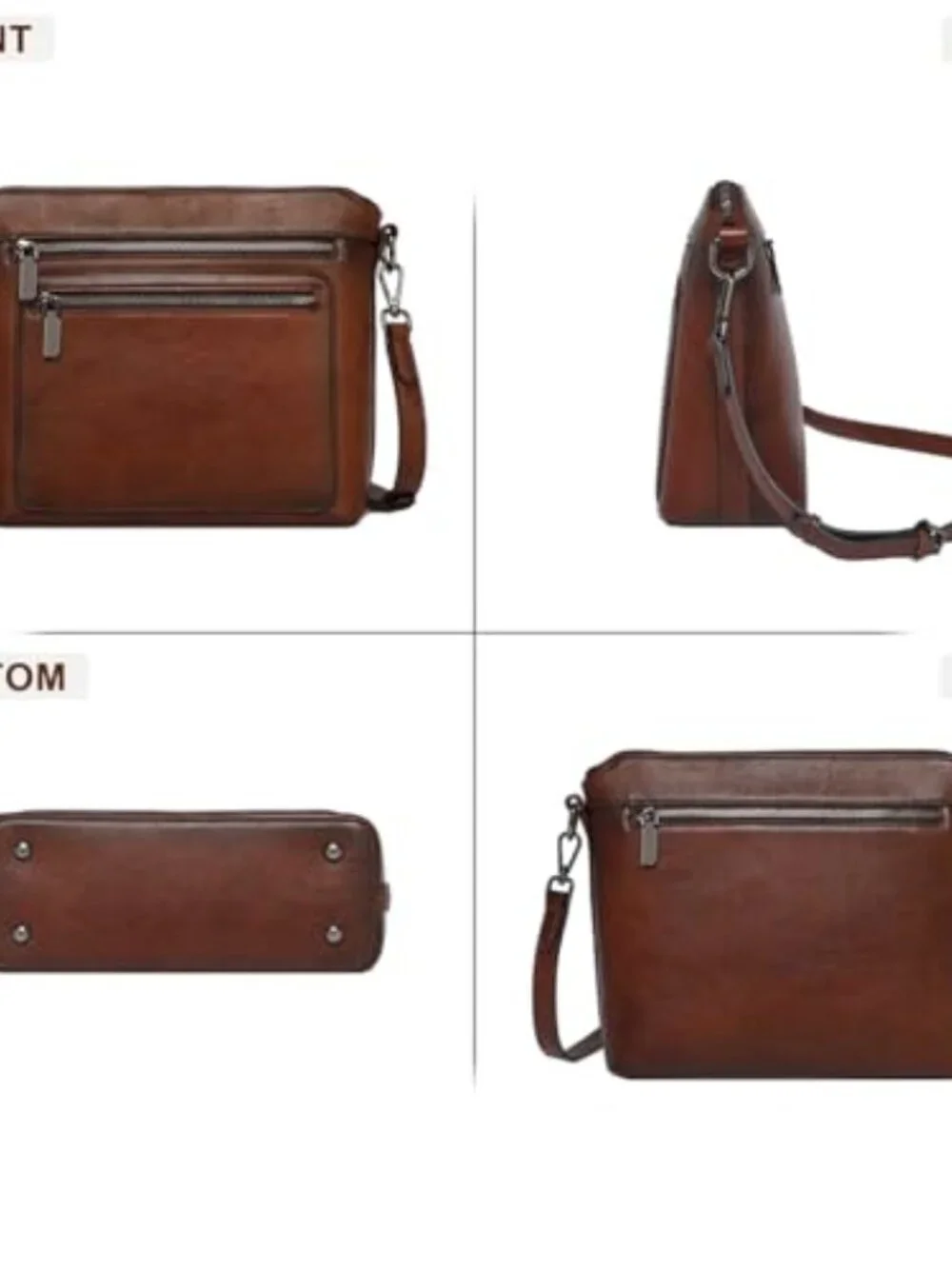 Genuine Leather Crossbody Bag with Multiple Pockets Satchel Purse